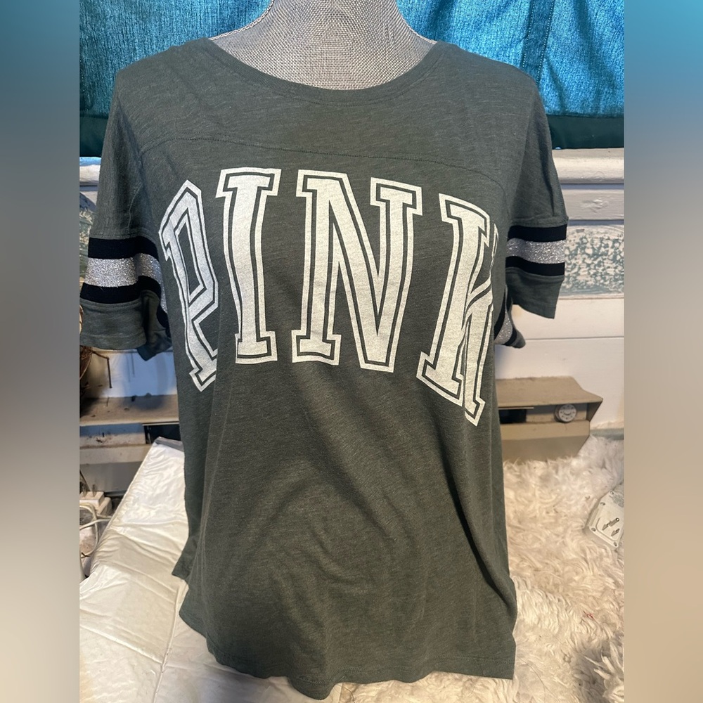 PINK Victoria's Secret Grayish Green Pullover Sweatshirt